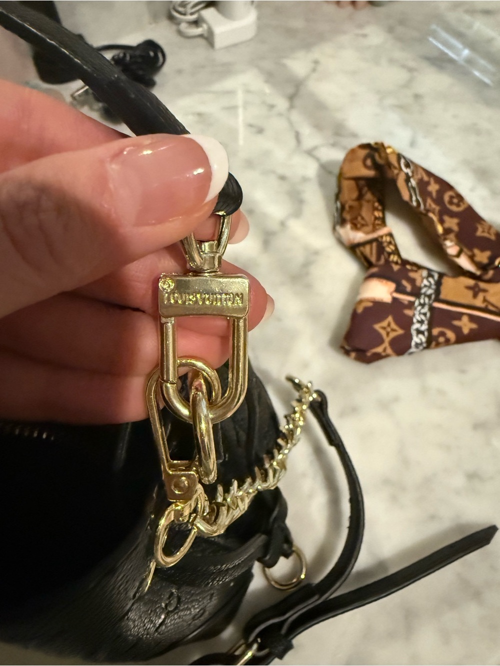 Louis Vuitton Black Monogram Embossed Bucket Bag - Picture 4 of 7